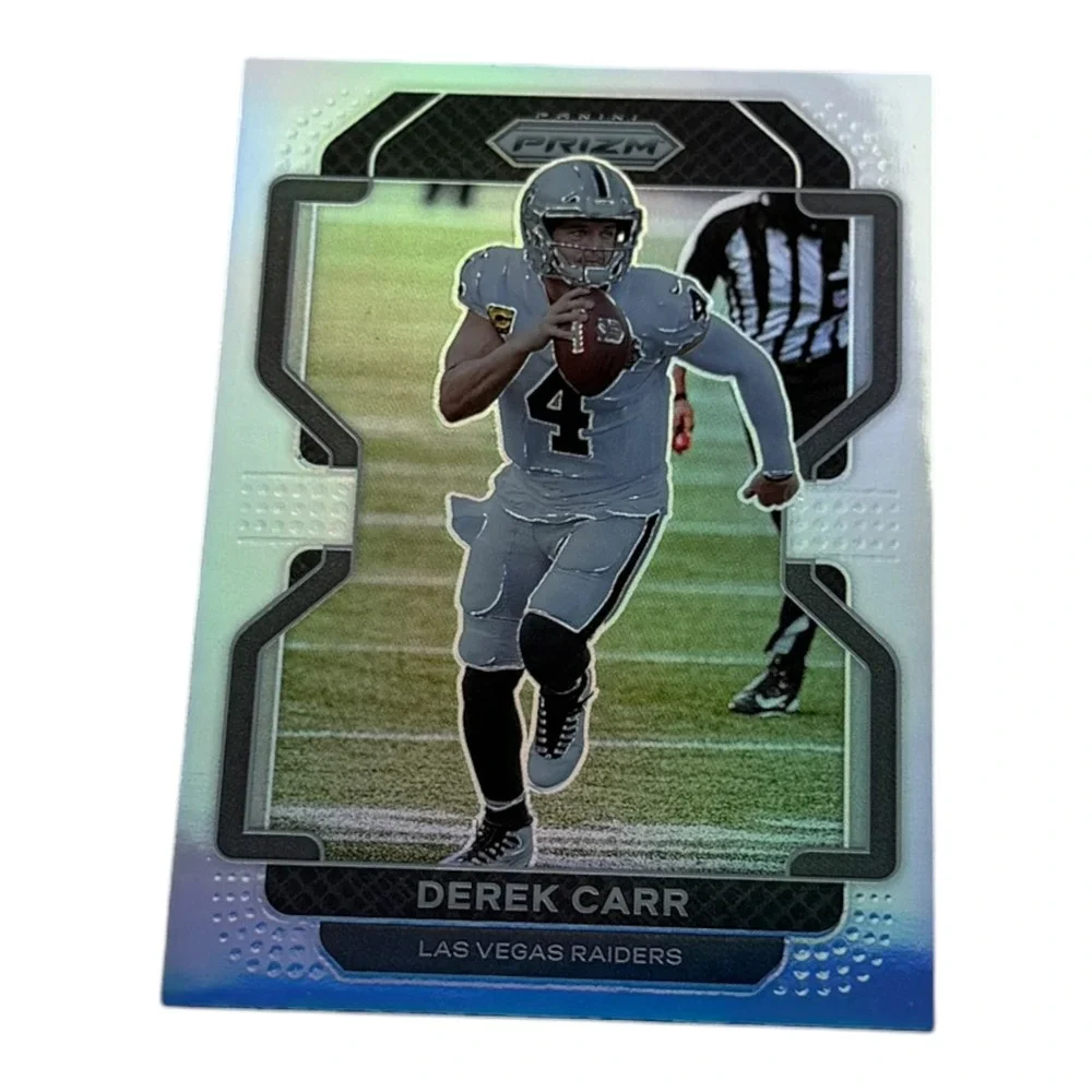 2021 Panini‎ Prizm Derek Carr Silver Prizm Holo Las Vegas Raiders Card 179